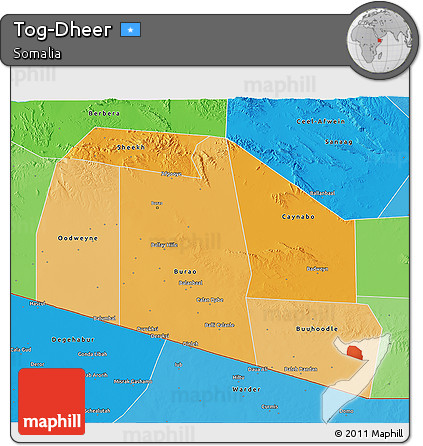 Political Shades 3D Map of Tog-Dheer