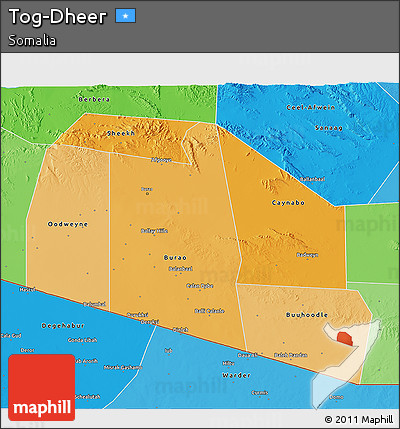 Political Shades 3D Map of Tog-Dheer