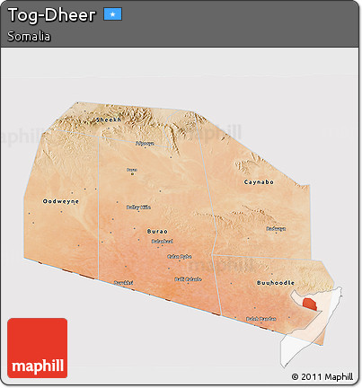 Satellite 3D Map of Tog-Dheer, cropped outside