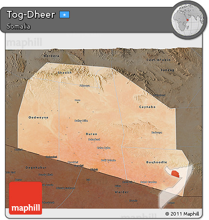 Satellite 3D Map of Tog-Dheer, darken