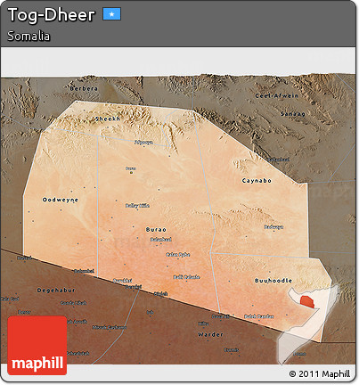 Satellite 3D Map of Tog-Dheer, darken