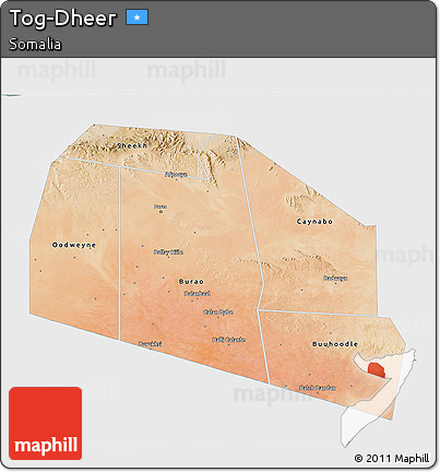 Satellite 3D Map of Tog-Dheer, single color outside