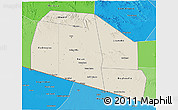 Shaded Relief 3D Map of Tog-Dheer, political shades outside