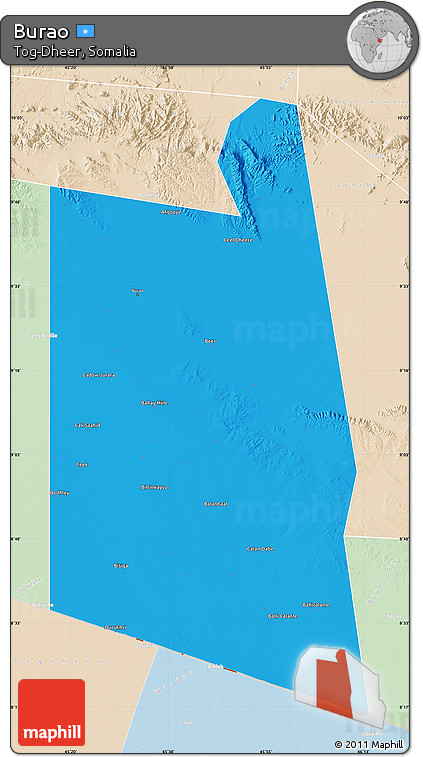 Political Map of Burao, lighten