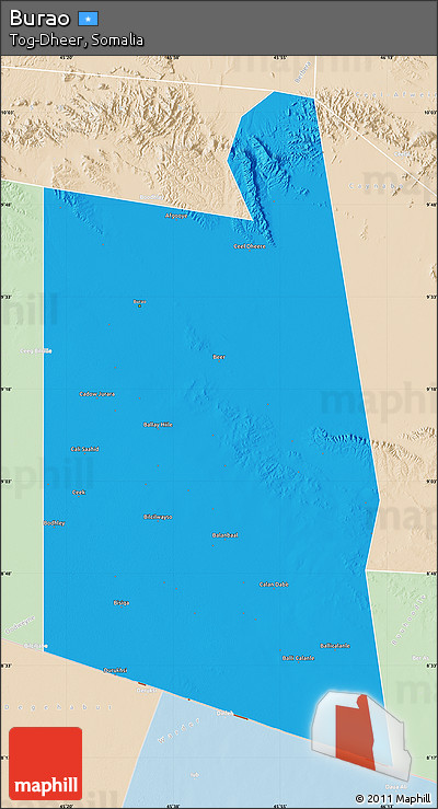 Political Map of Burao, lighten