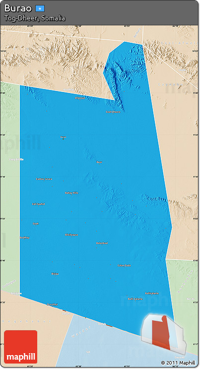 Political Map of Burao, lighten