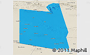 Political Panoramic Map of Burao, shaded relief outside
