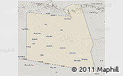 Shaded Relief Panoramic Map of Burao, semi-desaturated