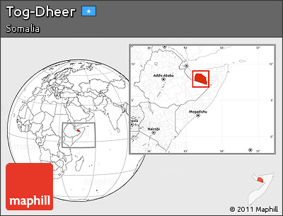 Blank Location Map of Tog-Dheer, within the entire country