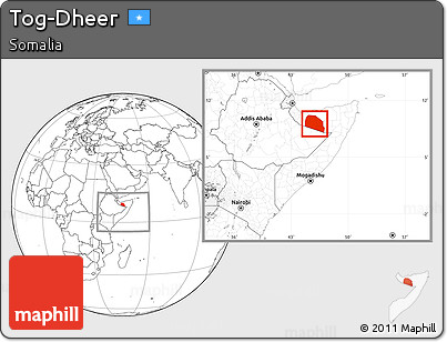 Blank Location Map of Tog-Dheer, within the entire country