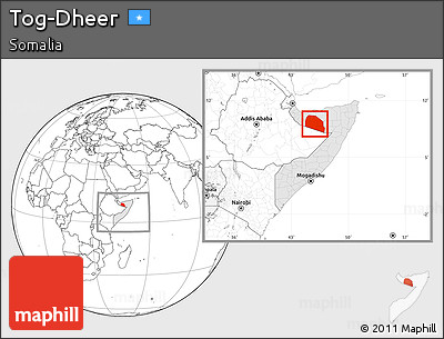 Blank Location Map of Tog-Dheer, highlighted country, within the entire country