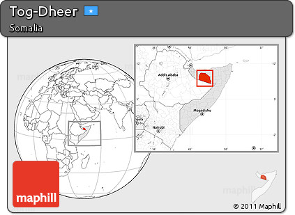 Blank Location Map of Tog-Dheer, highlighted country, within the entire country