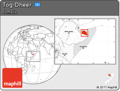 Blank Location Map of Tog-Dheer, highlighted country, within the entire country