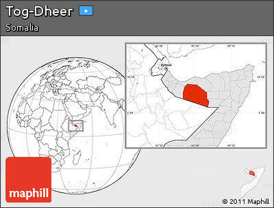 Blank Location Map of Tog-Dheer, highlighted country