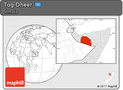 Blank Location Map of Tog-Dheer, highlighted country