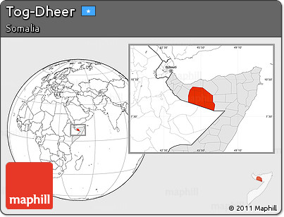 Blank Location Map of Tog-Dheer, highlighted country
