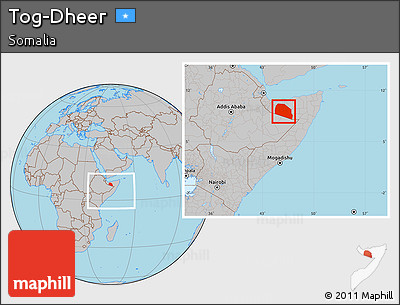 Gray Location Map of Tog-Dheer, within the entire country