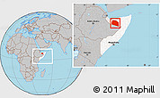 Gray Location Map of Tog-Dheer, highlighted country, within the entire country