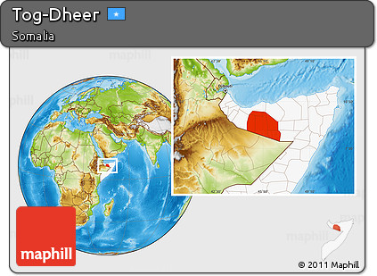 Physical Location Map of Tog-Dheer, highlighted country