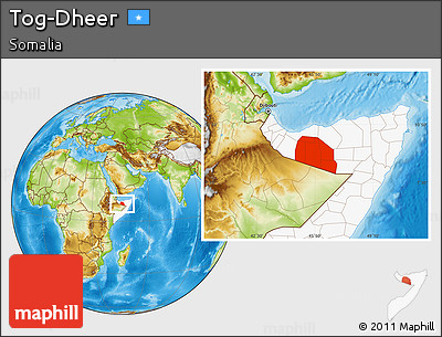Physical Location Map of Tog-Dheer, highlighted country
