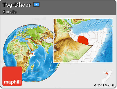 Physical Location Map of Tog-Dheer, highlighted country