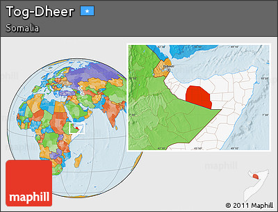 Political Location Map of Tog-Dheer, highlighted country