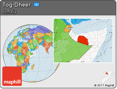 Political Location Map of Tog-Dheer, highlighted country