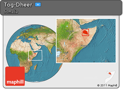 Satellite Location Map of Tog-Dheer, within the entire country