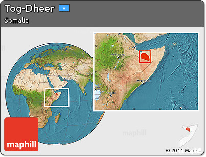 Satellite Location Map of Tog-Dheer, within the entire country