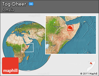 Satellite Location Map of Tog-Dheer, within the entire country