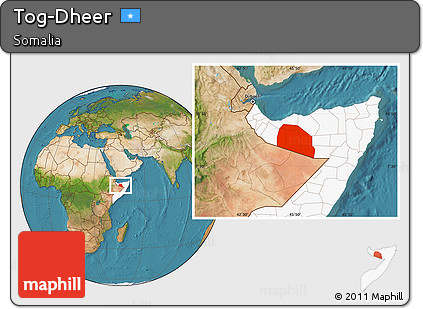 Satellite Location Map of Tog-Dheer, highlighted country