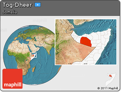 Satellite Location Map of Tog-Dheer, highlighted country