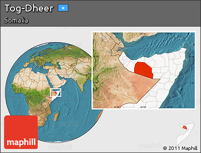 Satellite Location Map of Tog-Dheer, highlighted country