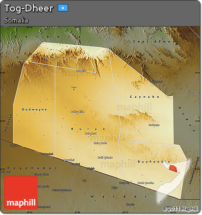 Physical Map of Tog-Dheer, darken
