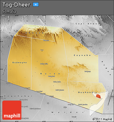 Physical Map of Tog-Dheer, desaturated