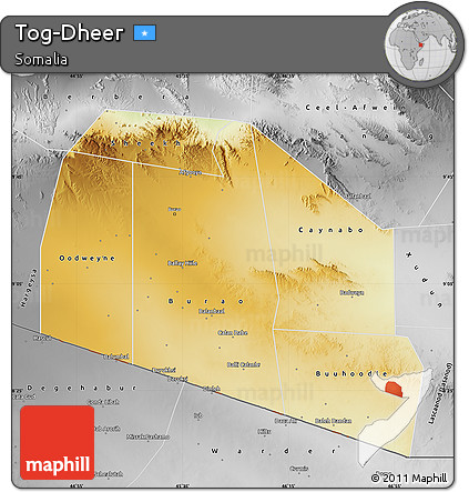 Physical Map of Tog-Dheer, desaturated