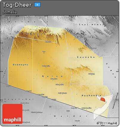 Physical Map of Tog-Dheer, desaturated