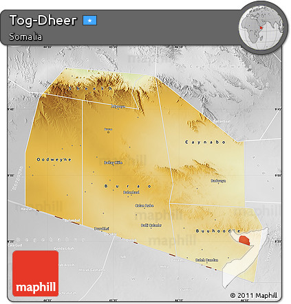 Physical Map of Tog-Dheer, lighten, desaturated