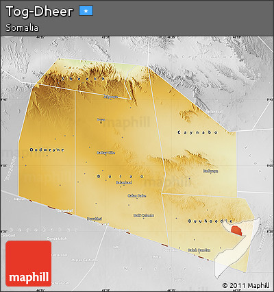 Physical Map of Tog-Dheer, lighten, desaturated
