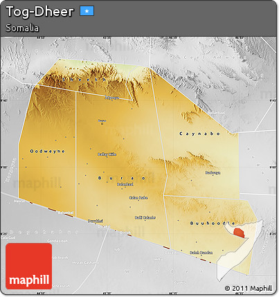 Physical Map of Tog-Dheer, lighten, desaturated