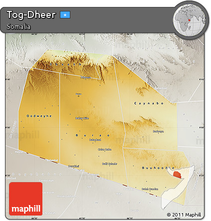 Physical Map of Tog-Dheer, lighten, semi-desaturated