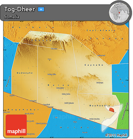 Physical Map of Tog-Dheer, political outside