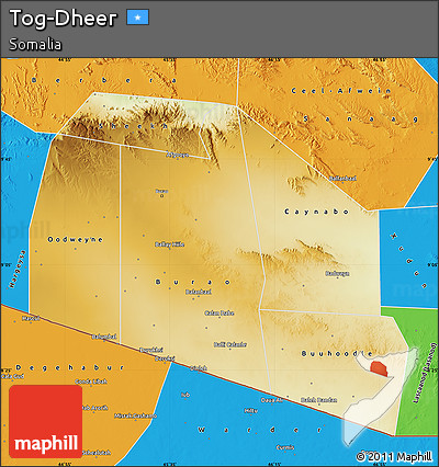 Physical Map of Tog-Dheer, political outside