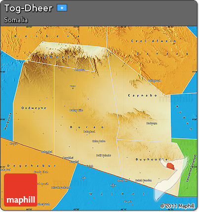 Physical Map of Tog-Dheer, political outside