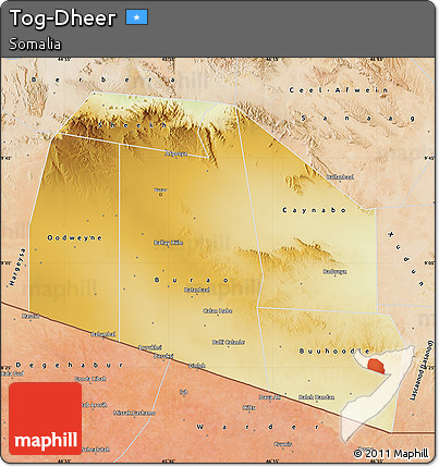 Physical Map of Tog-Dheer, satellite outside