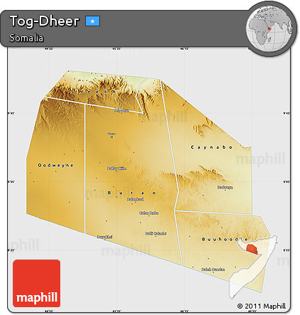 Physical Map of Tog-Dheer, single color outside
