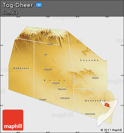 Physical Map of Tog-Dheer, single color outside