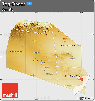 Physical Map of Tog-Dheer, single color outside
