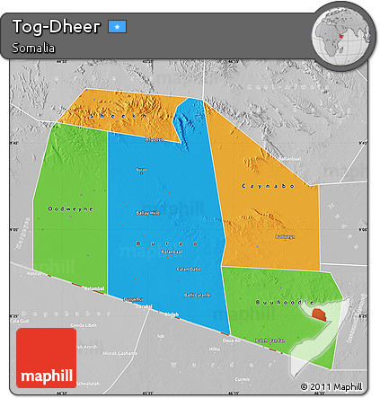 Political Map of Tog-Dheer, lighten, desaturated