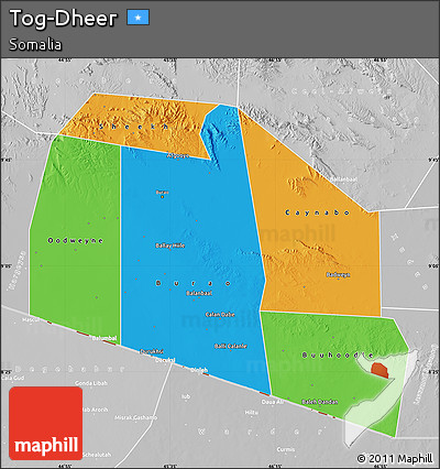 Political Map of Tog-Dheer, lighten, desaturated
